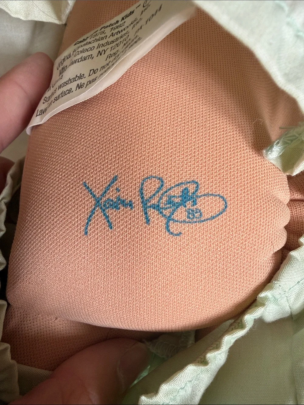 1985 Cabbage Patch Baby Doll Green Dress